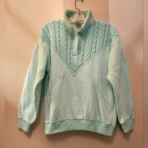 Vintage Lady Footlocker Light Turquoise Half Zip Sweater | Size Medium